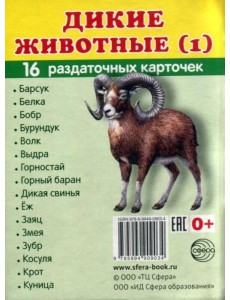 Раздаточные карточки "Дикие животные -1" (16 карточек) Раздаточные карточки "Дикие животные -1" (16 карточек)