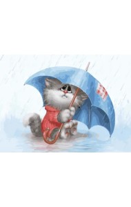 Живопись на холсте. Кошарик под дождём, 30х40 см