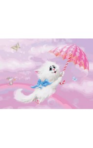 Живопись на холсте. Белая кошечка, 30х40 см