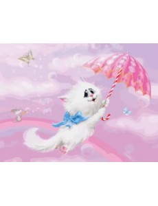 Живопись на холсте. Белая кошечка, 30х40 см Живопись на холсте. Белая кошечка, 30х40 см