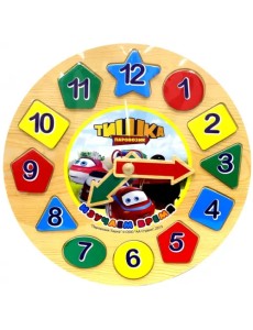 Пазл. Тишка Паровозик. Часы с геометрией и цифрами Пазл. Тишка Паровозик. Часы с геометрией и цифрами