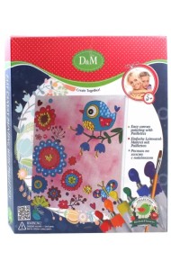 Роспись по холсту с пайетками. Цветы и птицы