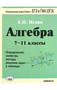 Алгебра. 7-11 классы. Определения, свойства, методики решения задач - в таблицах