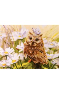 Живопись на холсте. Сова Везучка, 30х40 см