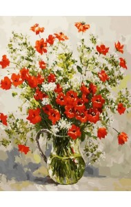 Живопись на холсте. Букет в кувшине, 30х40 см