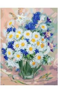 Живопись на картоне. Ромашки