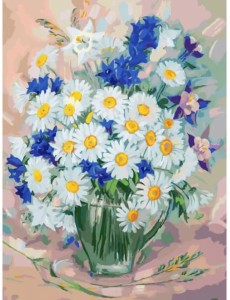 Живопись на картоне. Ромашки