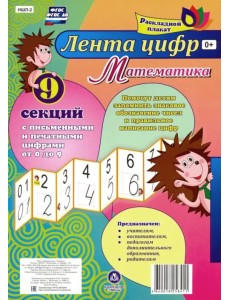 Математика. Лента цифр. С письменными и печатными цифрами (от 0 до 9) из 9 секций Математика. Лента цифр. С письменными и печатными цифрами (от 0 до 9) из 9 секций