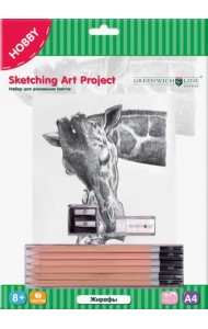 Набор для рисования скетча. Жирафы