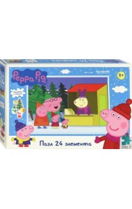 Пазл. Peppa Pig. Зима. Отдыхаем всей семьёй, 24 элемента + наклейки