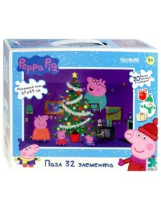 Пазл. Peppa Pig. Зима. Наряжаем ёлочку, 32 элемента + наклейки