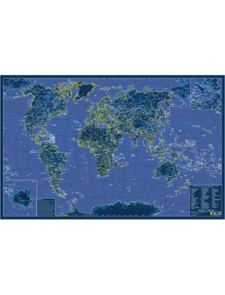 Карта мира. Светящаяся в темноте. В подарочном тубусе