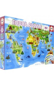 Пазл. Карта мира. Достопримечательности, 150 элементов