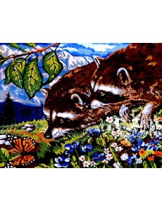 Набор для рисования по номерам. Любопытные еноты