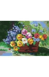 Картина по номерам с акриловыми красками. Цветы в корзине, А3