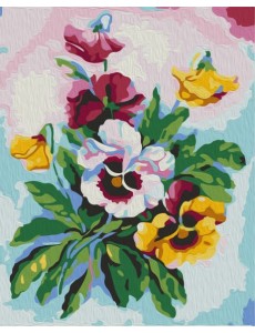 Роспись по холсту "Анютины глазки"