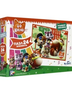 Пазл + наклейки. 44 Котенка. Отдыхаем, 24 элемента
