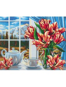 Набор для рисования по номерам. на холсте. Осеннее чаепитие, 50х40 см