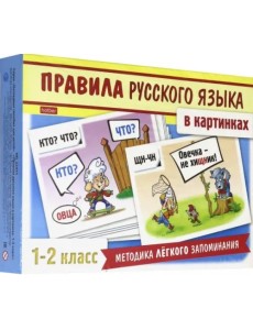 Правила русского языка в картинках. 1-2 классы. 24 карточки