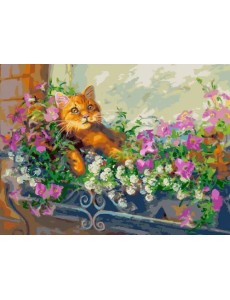 Живопись на холсте. Любимый кот на отдыхе, 30x40 см Живопись на холсте. Любимый кот на отдыхе, 30x40 см