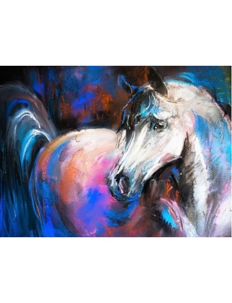 Холст с красками "Рисование по номерам. Лошадь в ярких бликах", 22x30 см