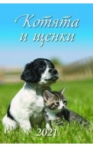 Котята и щенки. Календарь настенный с ригелем на 2021 год