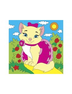 Холст с красками "Кошечка в саду", 15х15 см