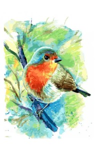 Живопись на холсте. Зарянка, 30x40 см