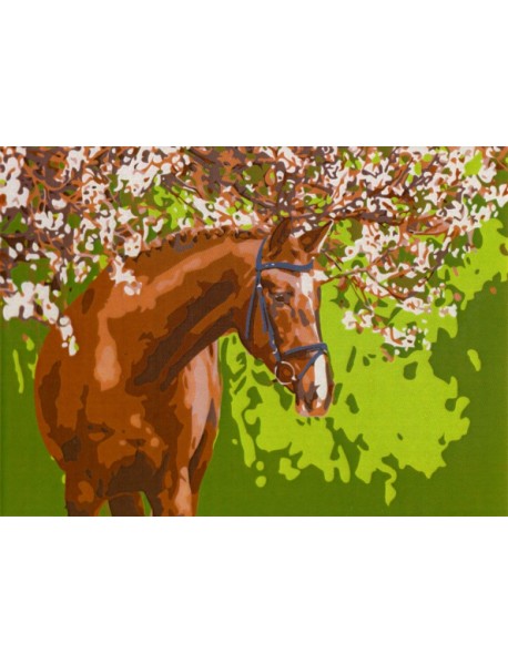 Раскраска на картоне "Лошадь в саду", формат A4