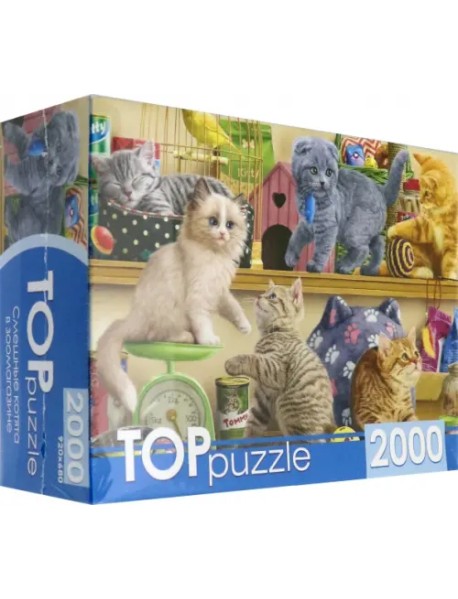 Пазл. Toppuzzle. Смешные котята в зоомагазине, 2000 элементов