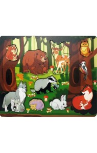 Пазл-рамка. Кто живет в лесу?, 10 деталей