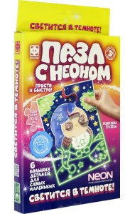 Пазл с неоном. Совёнок, 6 элементов