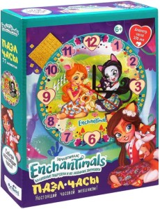 Пазл-часы. Энчантималс. На лугу, 77 элементов