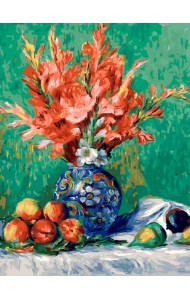 Живопись на холсте. Ренуар. Натюрморт с цветами и фруктами