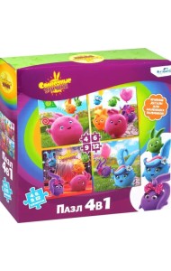 Набор пазлов 4 в 1. Солнечные зайчики. Пушистые шалунишки