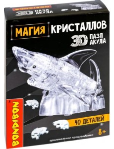 Пазл 3D. Магия кристалов. Акула, 40 деталей