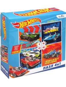 Пазл 4 в 1. Hot wheels. Крутые гонщики Пазл 4 в 1. Hot wheels. Крутые гонщики