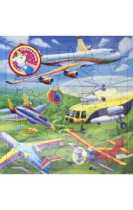 Пазл фигурный на подложке + дополненная реальность. Самолеты, 80 деталей
