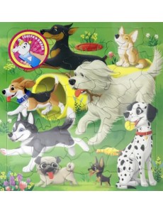 Пазл фигурный на подложке + дополненная реальность. Собачки, 45 деталей Пазл фигурный на подложке + дополненная реальность. Собачки, 45 деталей