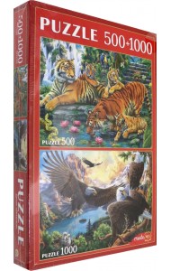 Пазлы 2 в 1. Дикие обитатели, 500 и 1000 элементов