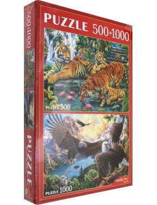 Пазлы 2 в 1. Дикие обитатели, 500 и 1000 элементов Пазлы 2 в 1. Дикие обитатели, 500 и 1000 элементов