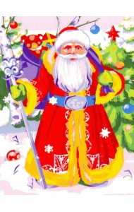 Холст с красками. Добрый новогодний волшебник