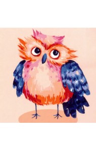 Холст с красками для рисования по номерам. Маленькая совушка