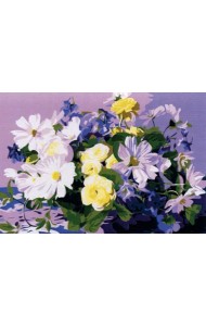Холст с красками. Очаровательный букет