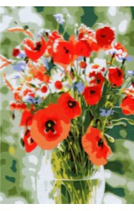 Холст с красками. Яркие маки