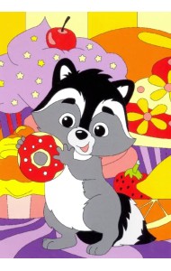 Картина по номерам. Енот-сладкоежка