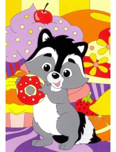 Картина по номерам. Енот-сладкоежка Картина по номерам. Енот-сладкоежка