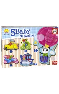 Пазл 5 в 1. Животные на транспорте