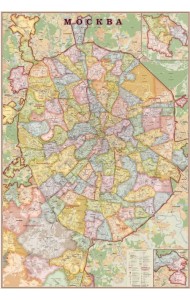 Настенная карта Москвы (1,07х1,57 м, в стиле 
