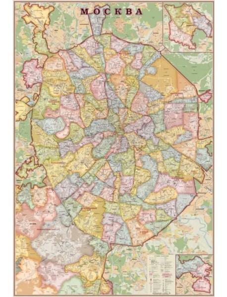 Настенная карта Москвы (1,07х1,57 м, в стиле "экодизайн")